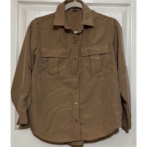 Old Navy Tiramisu Long Sleeve Double Pocket Button Up‎ Shirt Womens size XS